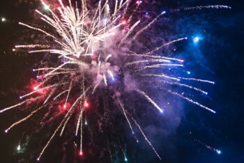 A night sky, lit up with fireworks. The celebrations are under way!