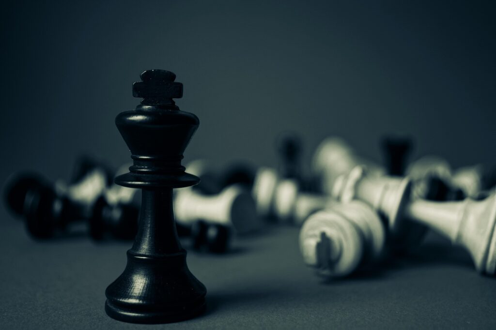 A game of chess. The black king still standing. Are you the winnder you want to be?