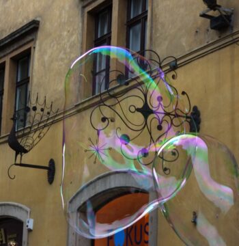 A large soap bubble floats away, just like your aniety can.