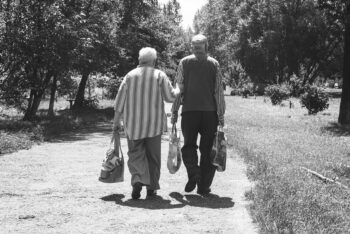 Two old people, arm in arm. When this is you, what do you celebrate and what are the regrets?