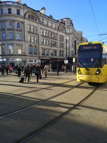 The tram in Manchester, a city growing stronger every day