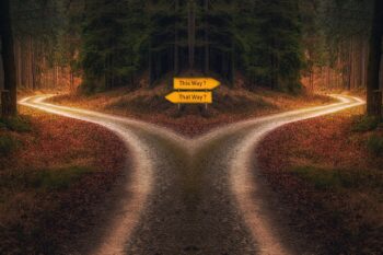 An image of a road reaching a fork - which way do you do?