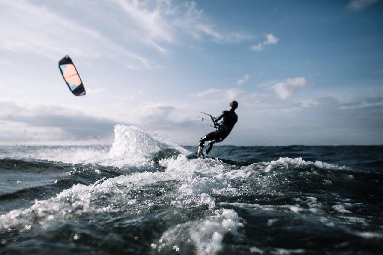 kiteboarding Gary K Burns Kiteboarding on the open sea, great excitement and adventure