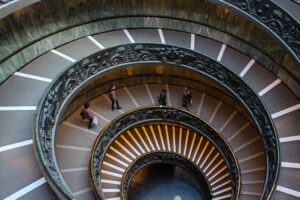 A spiral stairway, going deeper and deeper