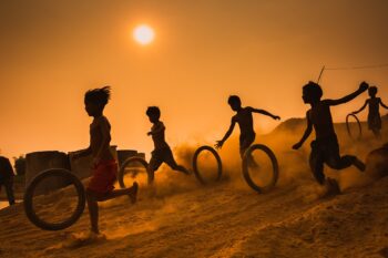 Children playing, relaxed and having fun
