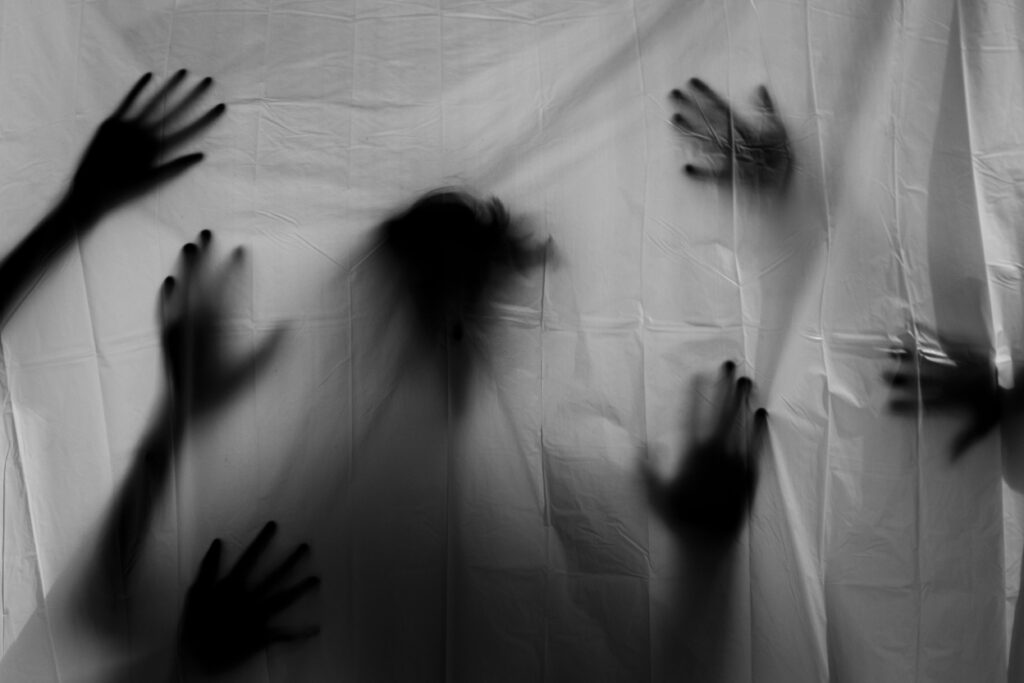 A surreal image of fear, feeling the fear and overwhelmed by the phobia