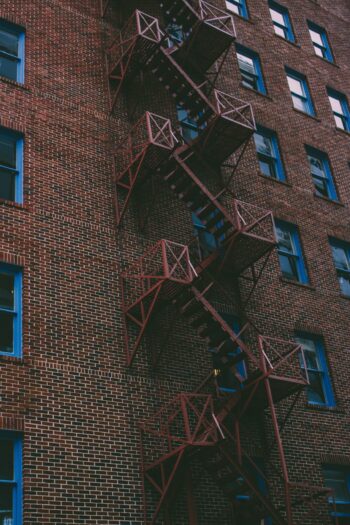 A fire escape on the side of a building.