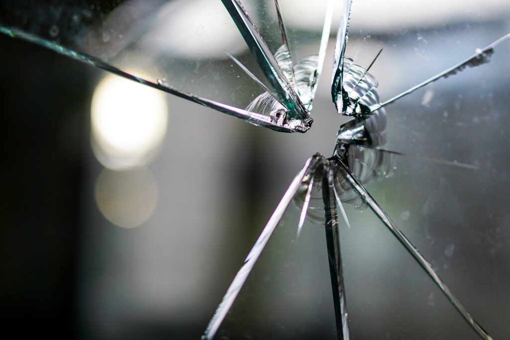 A cracked pane of glass