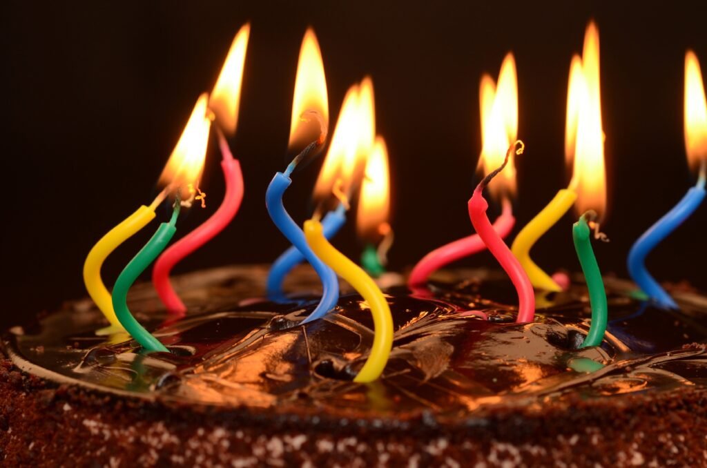 A cake with candles, as it's always good to celebrate success